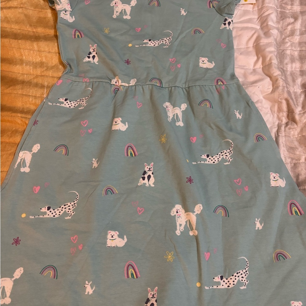 Kids' Teal Dog Print Dress